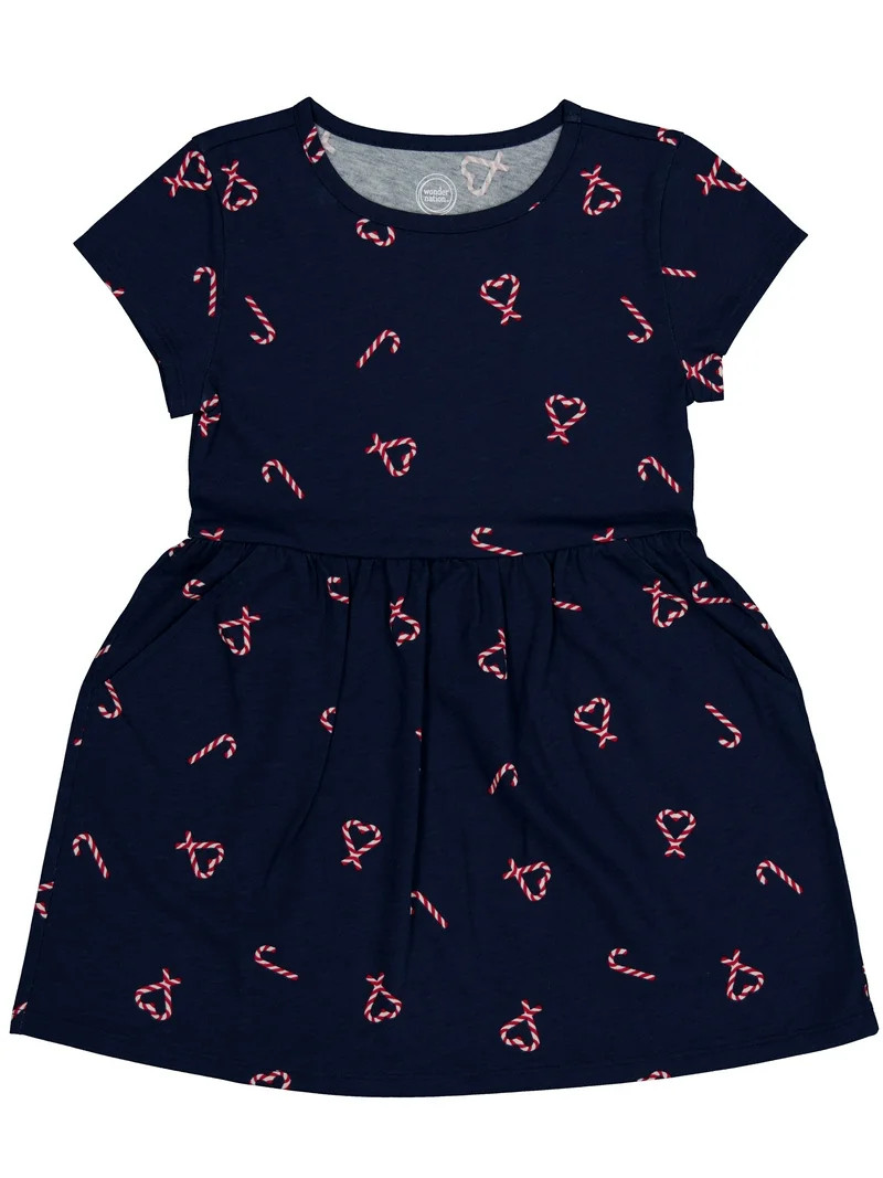 Wonder Nation Girls Short Sleeve Play Dress, Sizes 4-18 & Plus | Walmart (US)