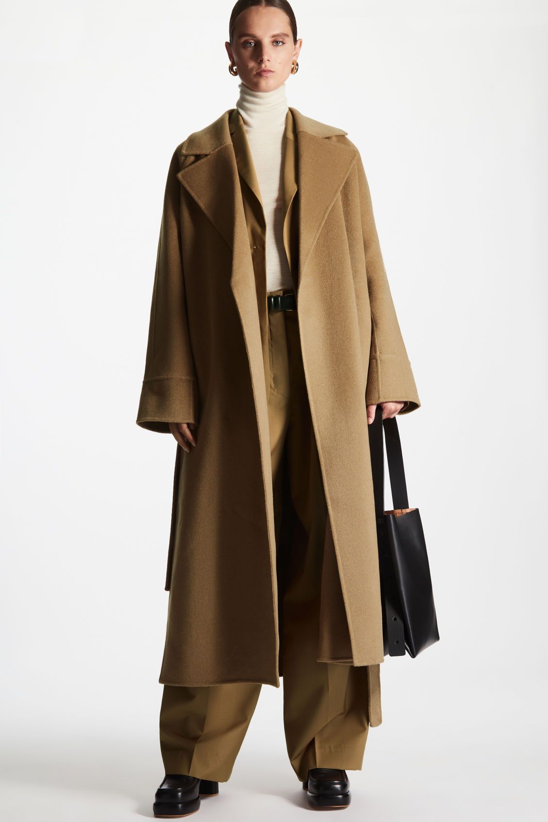 DOUBLE-FACED WOOL BELTED COAT - BEIGE - Coats - COS | COS (US)