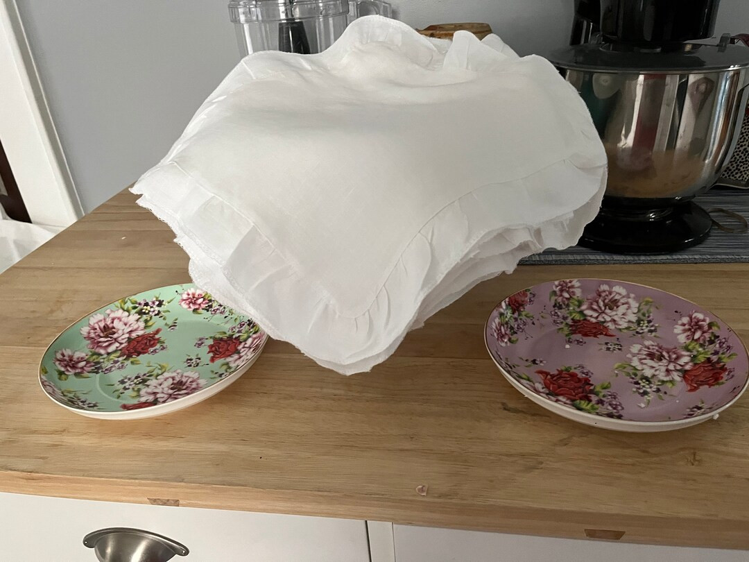 Linen Ruffled Napkins | Country Napkins | College Core Napkins | Farmhouse Napkins | White Linen ... | Etsy (US)