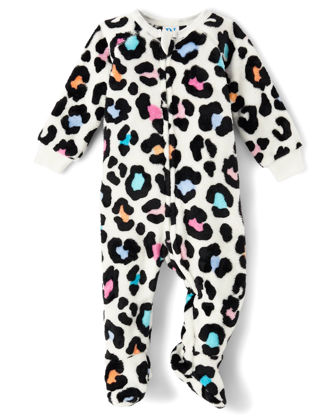 Baby And Toddler Girls Rainbow Leopard Fleece Footed One Piece Pajamas - white | The Children's Place