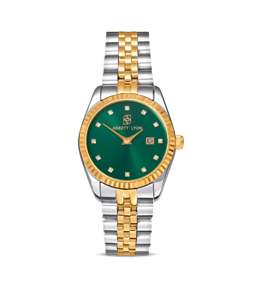Mini Two Tone Emerald Link Belgravia 30 Watch | Abbott Lyon