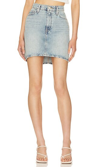Curved Hem Mini Skirt in Sterling | Revolve Clothing (Global)