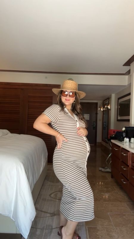 Love this spring to summer striped dress!! A staple for your closet to wear before, during and after baby! It’s stretchy, comfortable and fun to style! 

Dress: size small 
Hat: size small/medium 
Shoes: true to size, also available in wide 

#petitefashion #summerfashion #springfashion #bumpfriendly #maternity #dress #summerdress #springdress

#LTKFindsUnder50 #LTKBump #LTKVideo