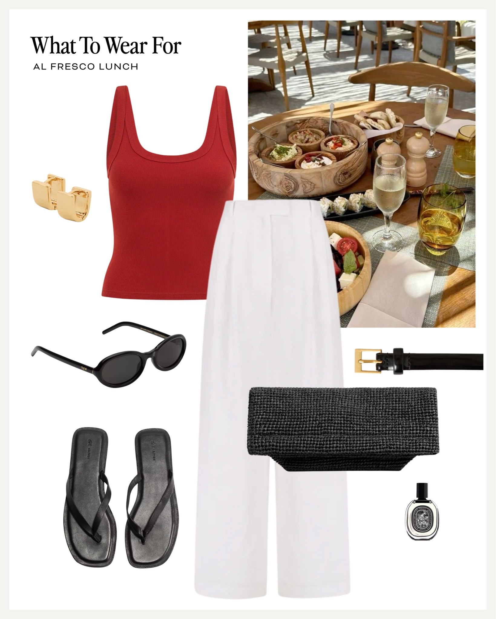 Al fresco lunch 🍝 

Red top, white linen trousers, flip flop sandals, dissh outfit, woven clutch

#LTKsummer