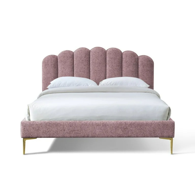 Omax Decor Bella Modern Fabric Upholstered Queen Platform Bed in Ash Rose Pink | Walmart (US)