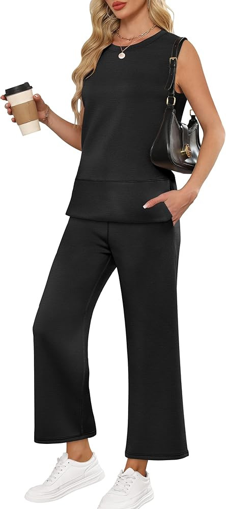 ANRABESS Womens 2 Piece Outfits Summer Beach Vacation Clothes Spring Travel Airport Casual Wide L... | Amazon (US)