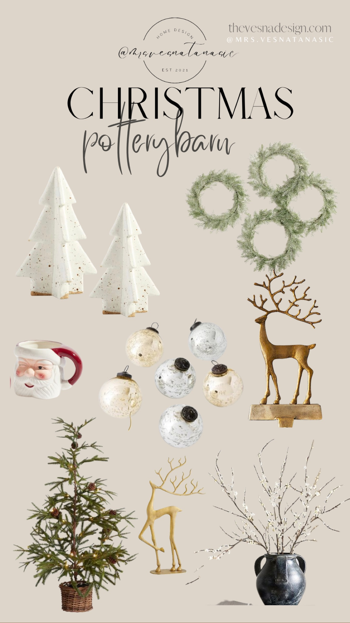 Christmas New Arrivals from Pottery Barn and my favorites! Christmas tree, berry branches, stockings holder, brass deer, glass ornaments, table chargers, neutral Christmas decor, terracotta trees, holiday decorations, chargers, Santa mug, ornaments, deer, reindeer, neutral holiday decorations, Christmas tree, 

#LTKHoliday #LTKSeasonal #LTKhome