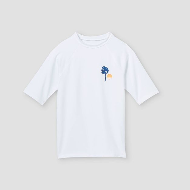 Boys' Palm Print Short Sleeve Rash Guard Swim Shirt - art class™ White | Target