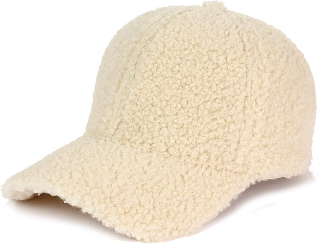 Lamb Wool Baseball Cap for Women Teddy Fleece Sports Hats Comfortable Warm Winter Outdoor Embroid... | Amazon (US)
