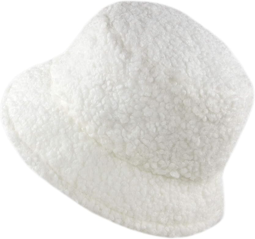 HICOSKY Women Winter Bucket Hat Warm Hats Cloche Faux Fur Fisherman Cap | Amazon (US)