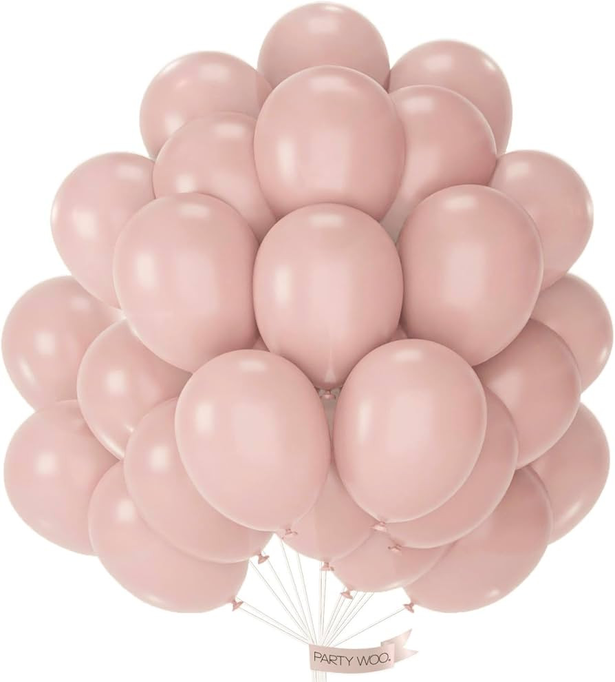 PartyWoo Dusty Pink Balloons 50pcs 12 Inch Boho Blush Lilac Pink Latex Helium Balloons for Prince... | Amazon (US)