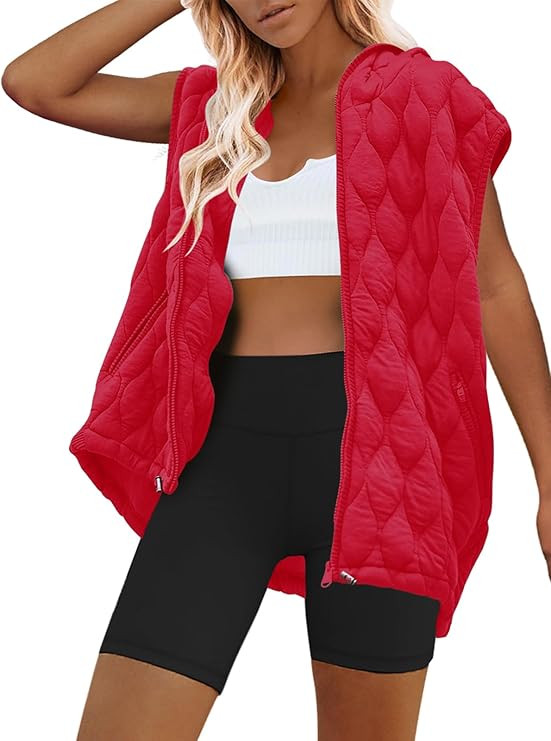 SENSERISE Womens Oversized Puffer Vest Sleeveless Quilted Jacket Zip Up Hoodie Winter Coat with P... | Amazon (US)