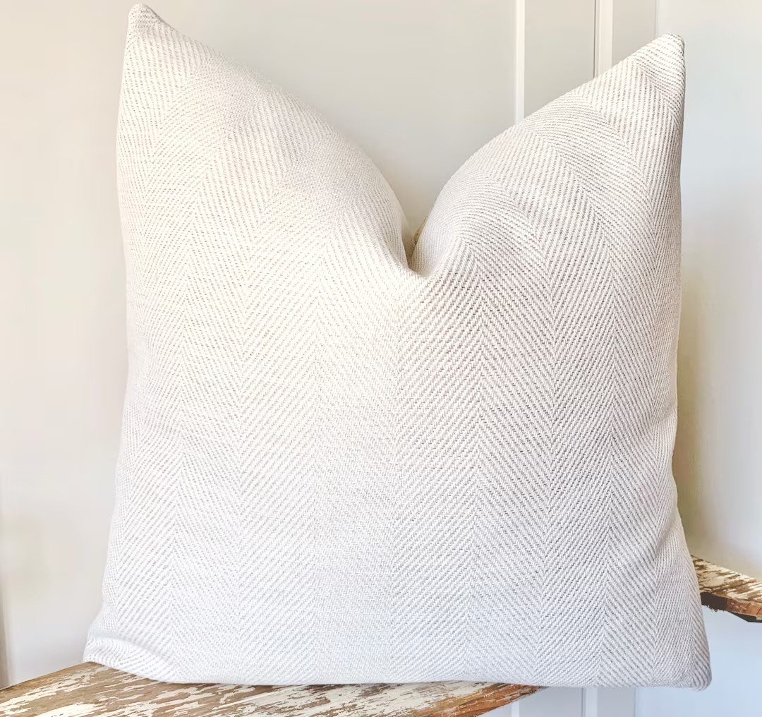 Outdoor Pillow High Performance Pillow Doublesided Pillow Cover Herringbone Pillow Indoor Outdoor... | Etsy (US)
