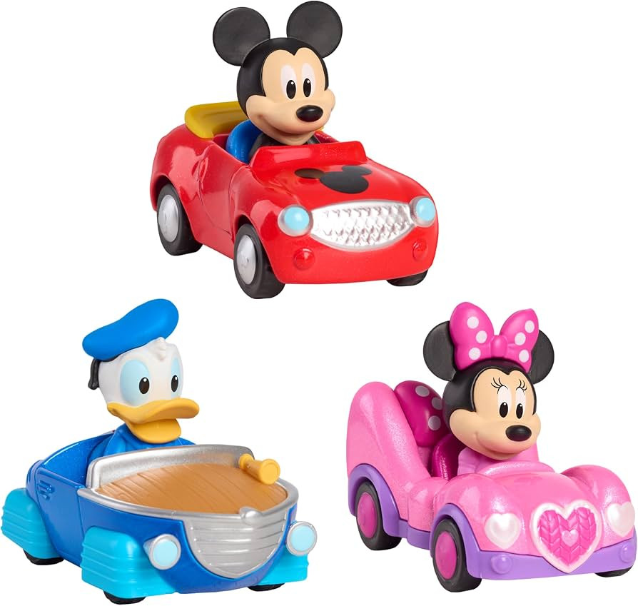 Disney Jr. Mickey Mouse Clubhouse Diecast Car 3-Pack, 3.5-inch Toy Vehicles, Includes Mickey Mous... | Amazon (US)