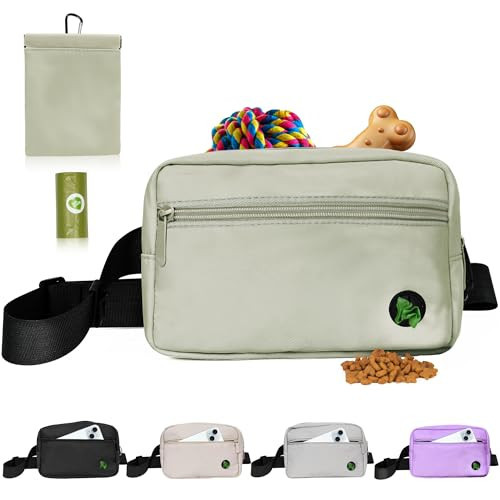 Puppy Dog Treat Pouches for Pet Training Treat Bag, Dog Walking Fanny Pack with Carabiner, Built-in Poop Bag Dispenser & Reuse Dog Poop Holder, Puppy Pet Treat Waist Belt (Green) | Amazon (US)