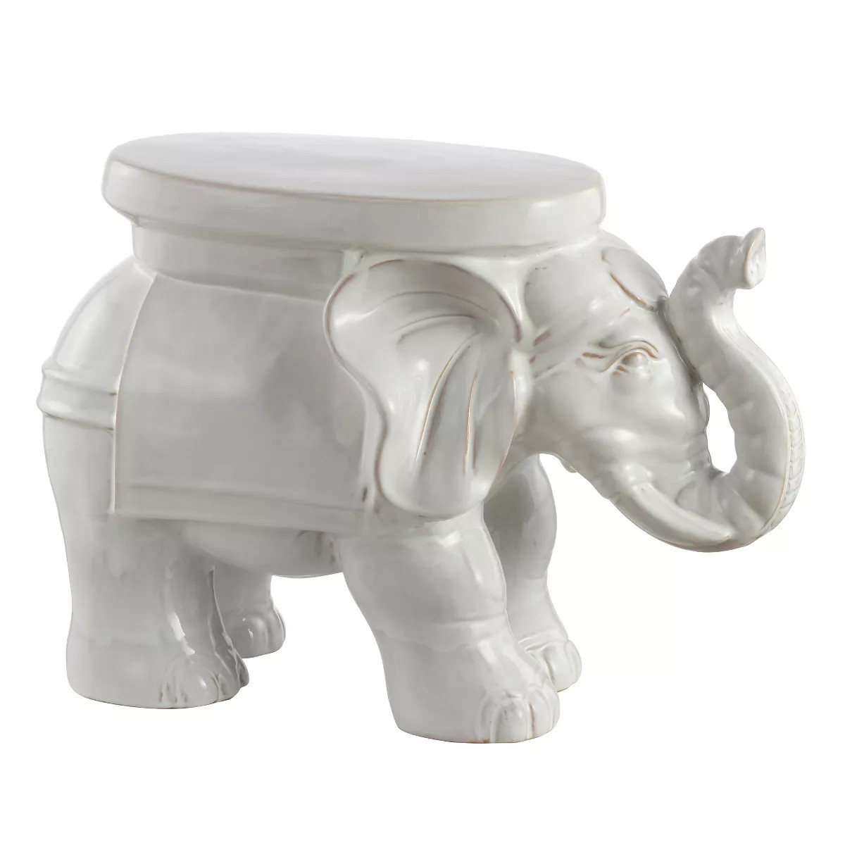White Elephant 14.25" Ceramic Garden Stool, Antique White - JONATHAN Y | Target