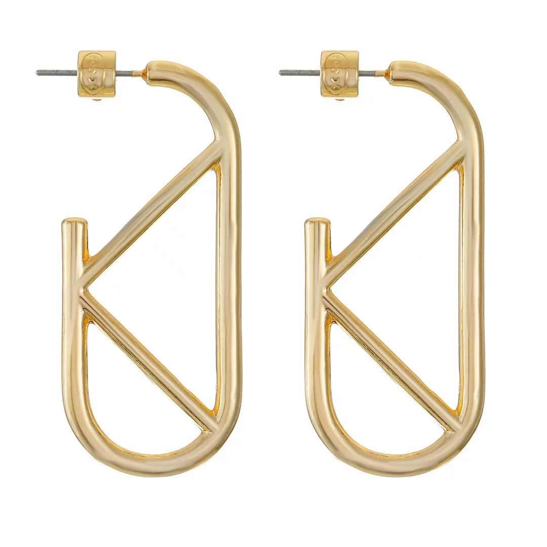 Scoop Women's 14K Gold Flash-Plated Elongated Hoop Earring - Walmart.com | Walmart (US)