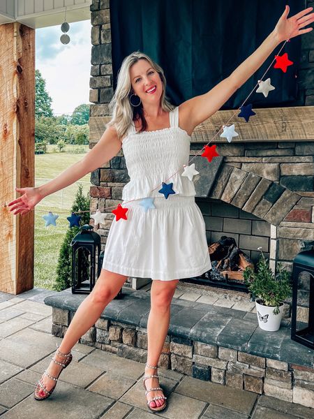Smocked two piece skirt set. Peplum top and pull on skirt both TTS. I’m wearing medium in both. Sweet bridal outfit. Would also be great for a beach vacation and 4th of July! 🎆 

#LTKSeasonal #LTKunder50 #LTKstyletip