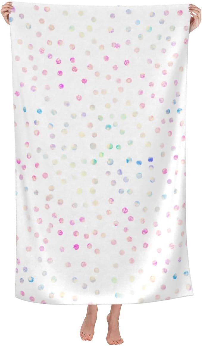 Beach Towel Iridescent Confetti Dots White Design Beach Towels for Travel, Absorbent Quick Dry To... | Amazon (US)