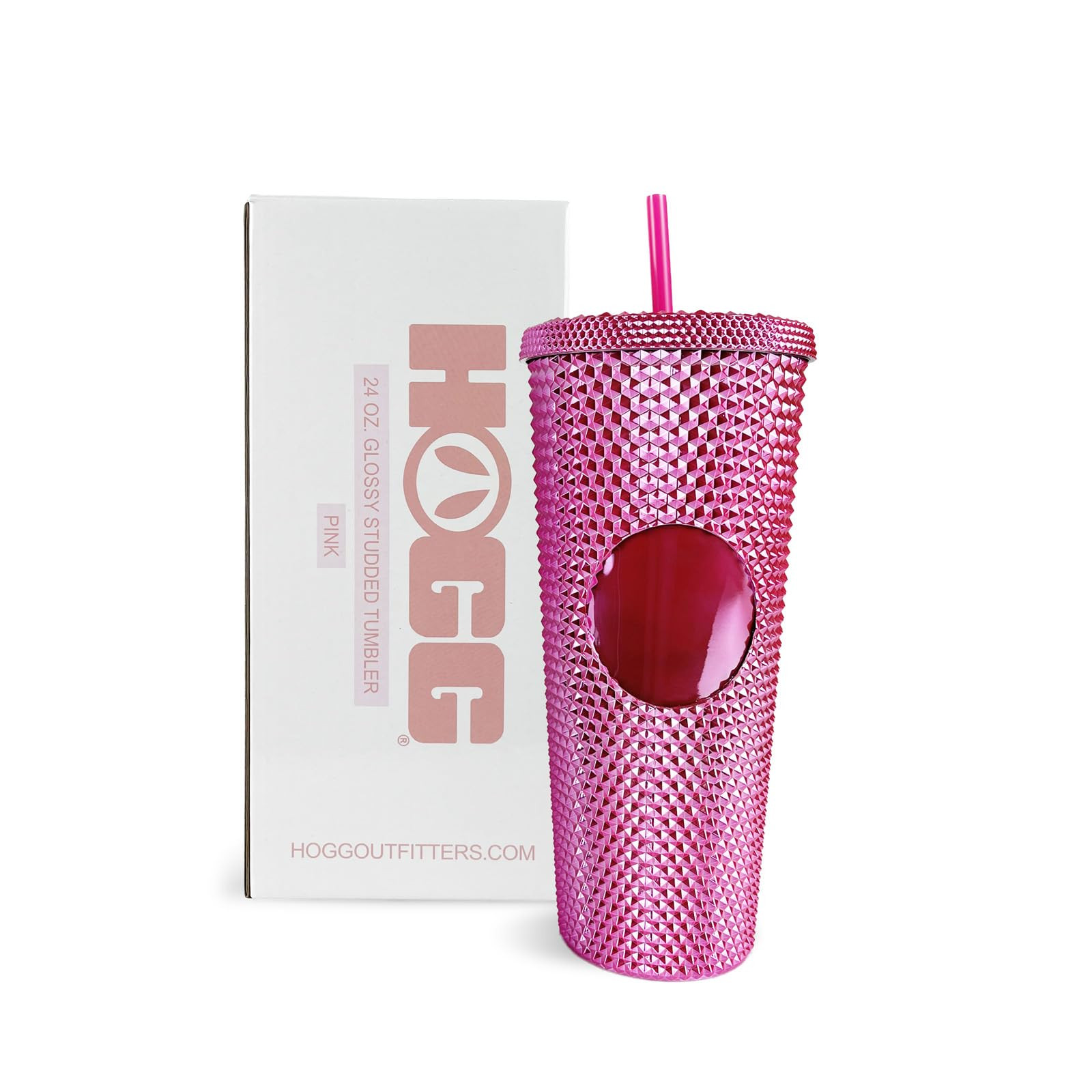 Hogg 24oz Studded Tumbler - Glossy Pink, Iced Coffee Cups with Lids Reusable, 24 oz Tumbler with ... | Amazon (US)