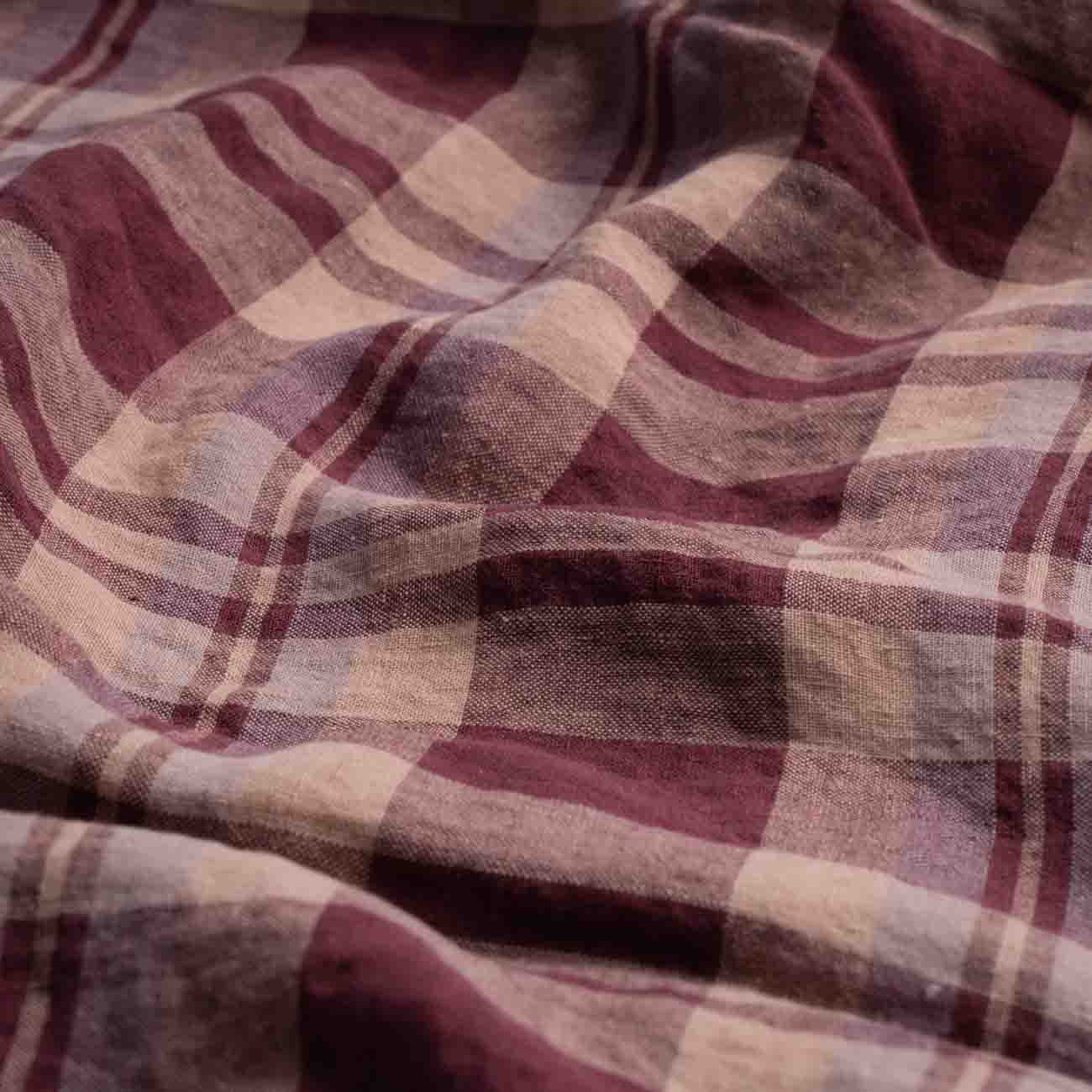 Berry Plaid Linen Pillowcases | Piglet