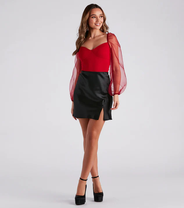 Smooth In Satin Slit Mini Skirt | Windsor Stores
