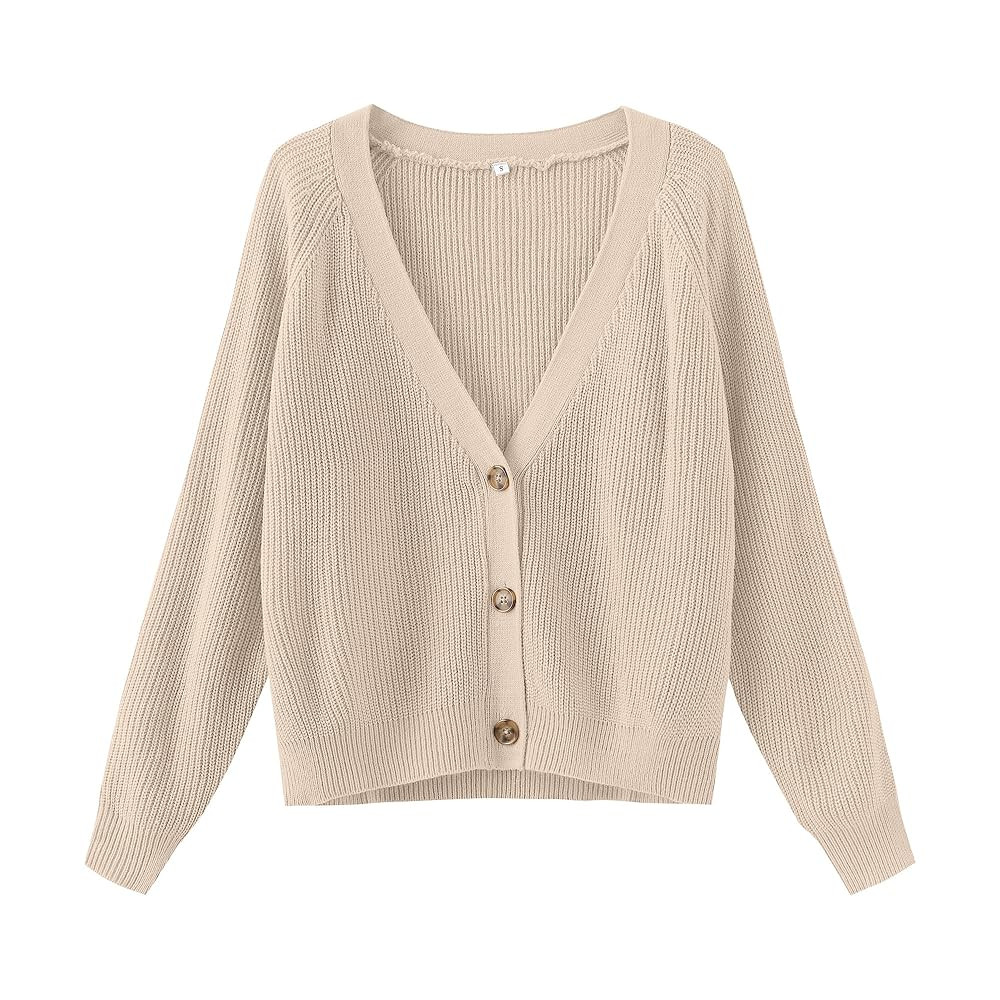 TASAMO Women's Long Sleeve Knit Sweater Open Front Cardigan Button Loose Outerwear | Amazon (US)