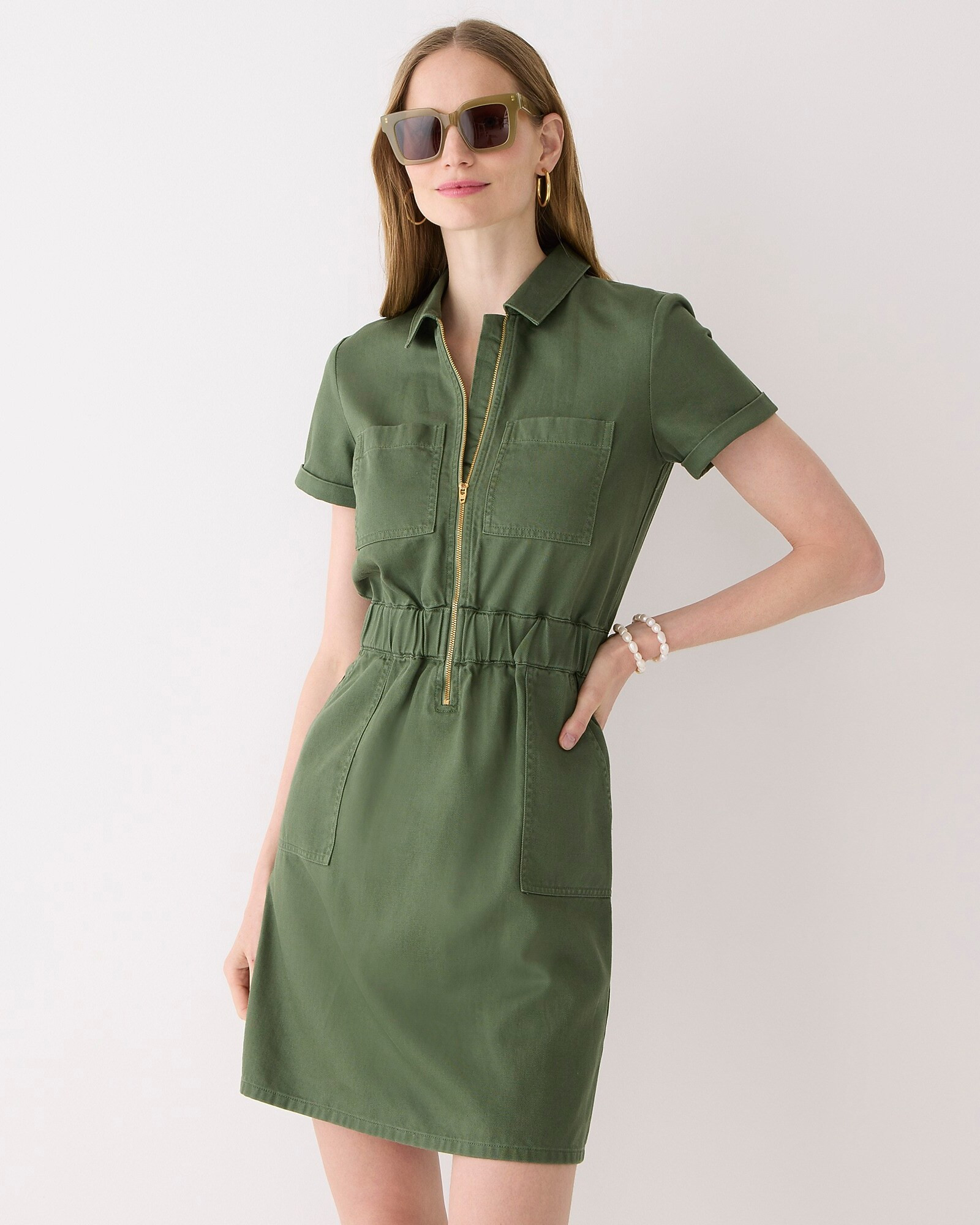 Zip-front chino dress | J. Crew US
