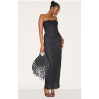 Black Textured Bandeau Maxi Dress | PrettyLittleThing US