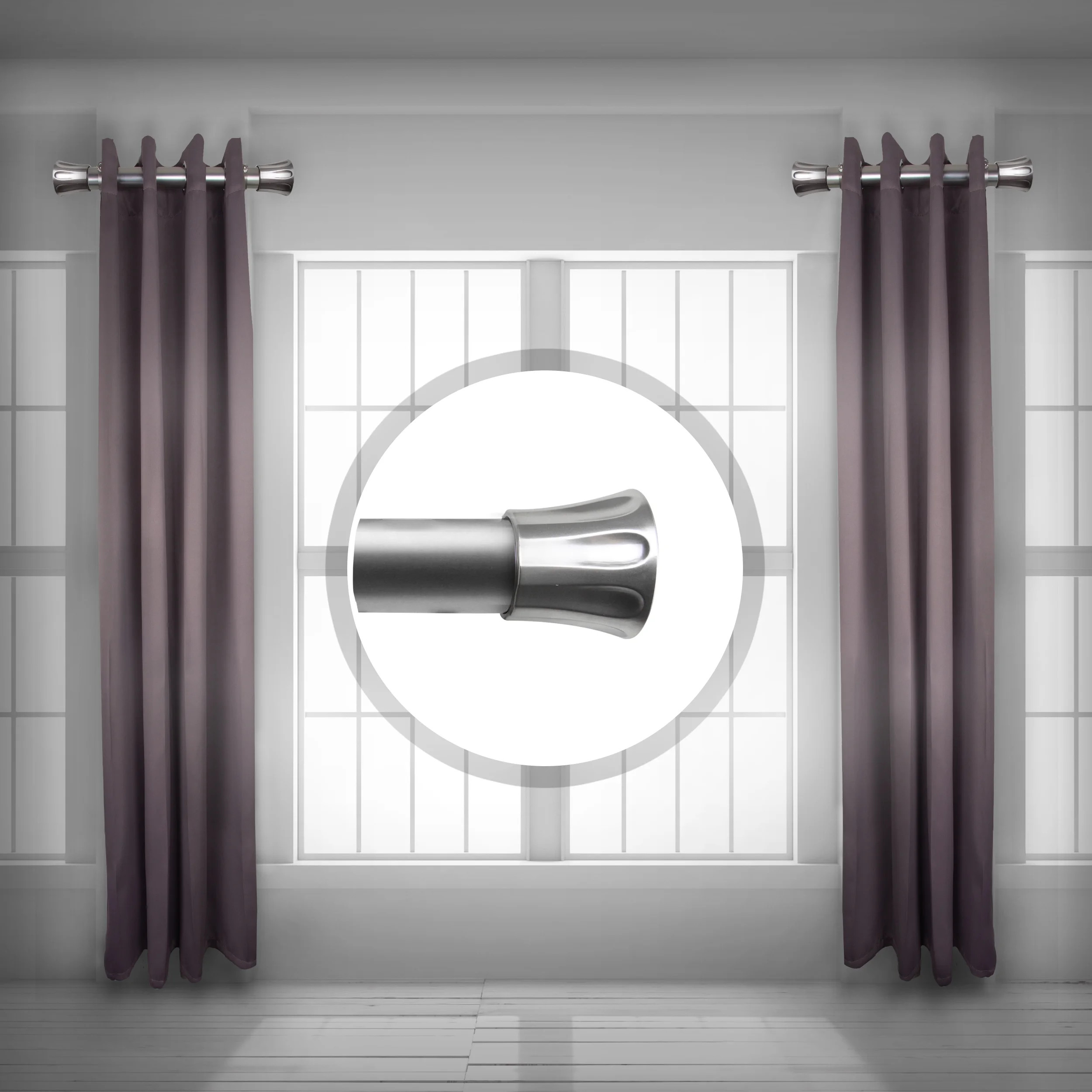 Deliz 1.5" Dia Side Window Curtain Rod 12-20 inch long (Set of 2) - Satin Nickel - Walmart.com | Walmart (US)