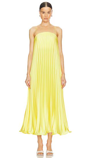 Gianna Pleated Midi Dress in Tuscany Yellow | Revolve Clothing (Global)