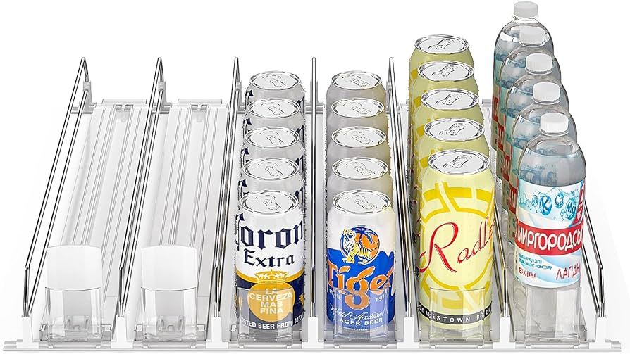 Minicloss Drink Organizer for Fridge,Fridge Organization,Soda Can Organizer,Spring Loaded Beverag... | Amazon (US)