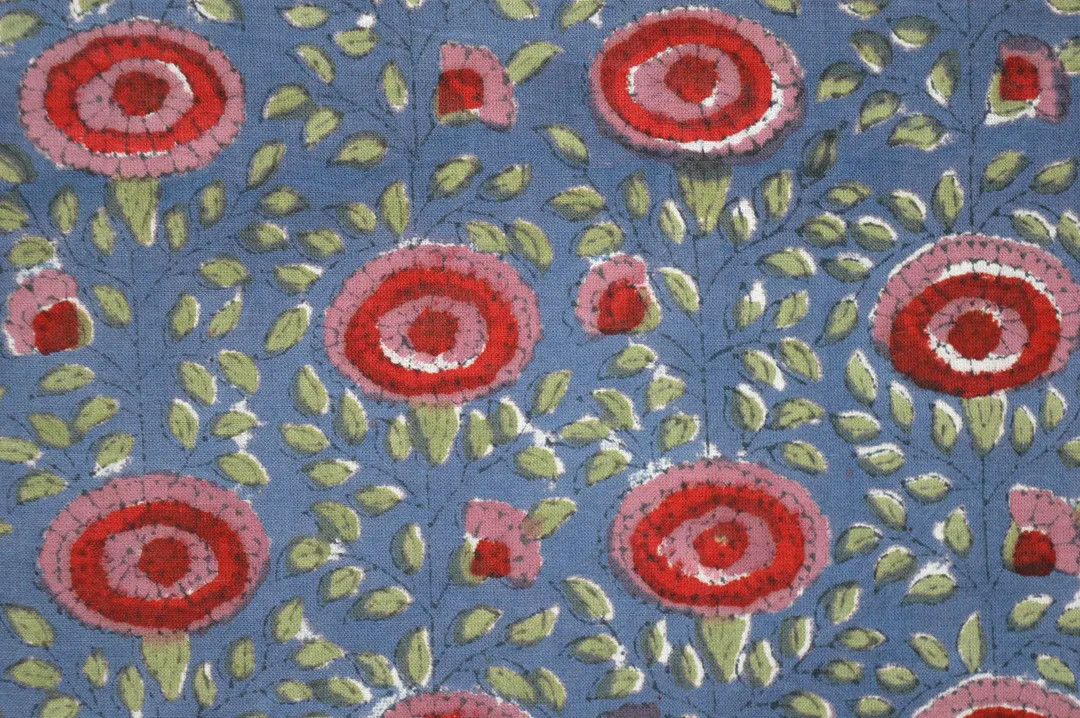 Indigo Blue Floral Block Print Cotton Fabric, Hand Block Printed Jaipur Fabric, Indian Cotton Dre... | Etsy (US)