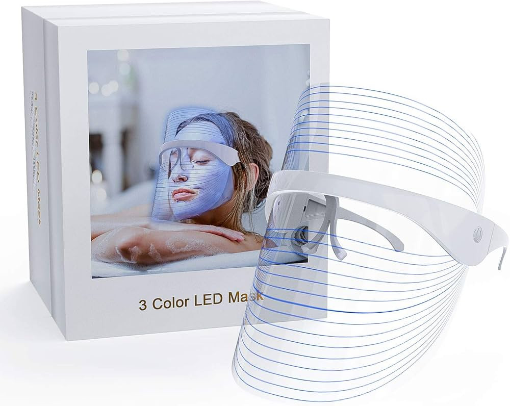 NUFR LED Light Facial Mask, 3 Colors Light Facial Photon Beauty Device for Facial Rejuvenation, A... | Amazon (US)