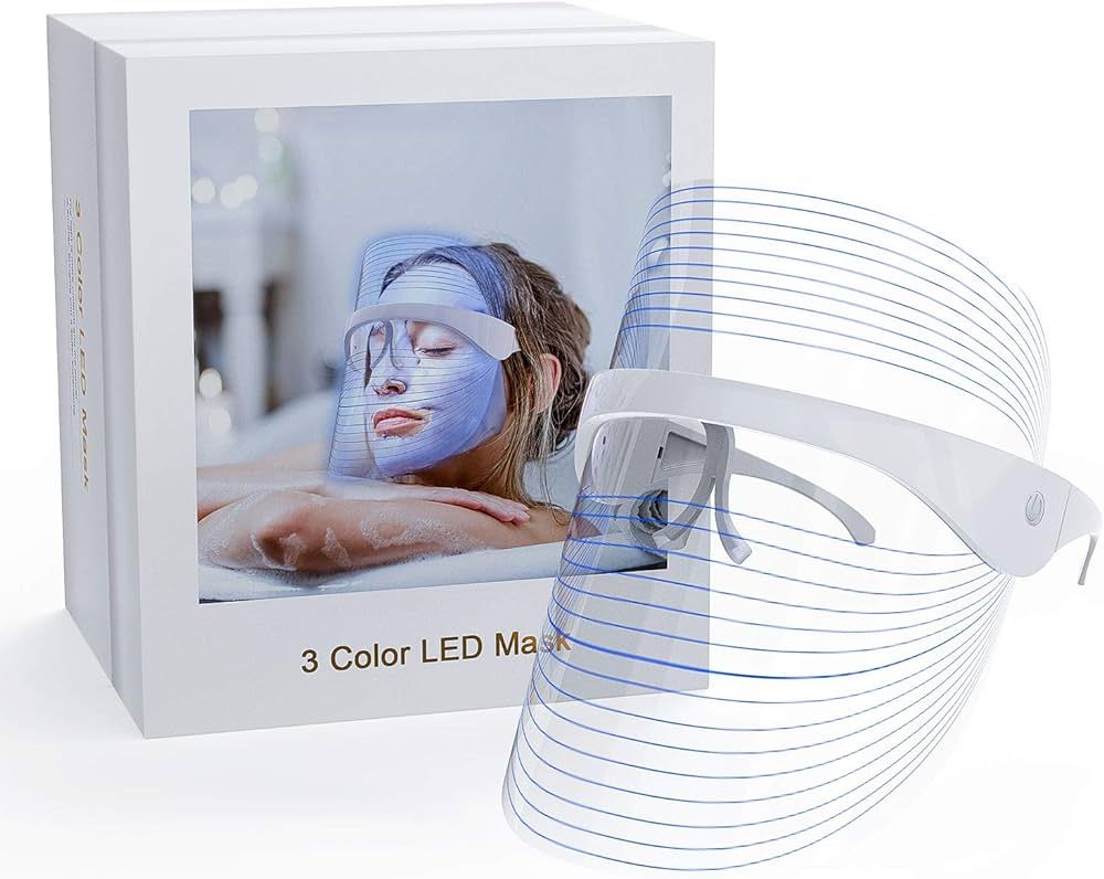 LED Light Facial Mask, 3 Colors Light Facial Photon Beauty Device for Facial Rejuvenation, Anti-A... | Amazon (US)