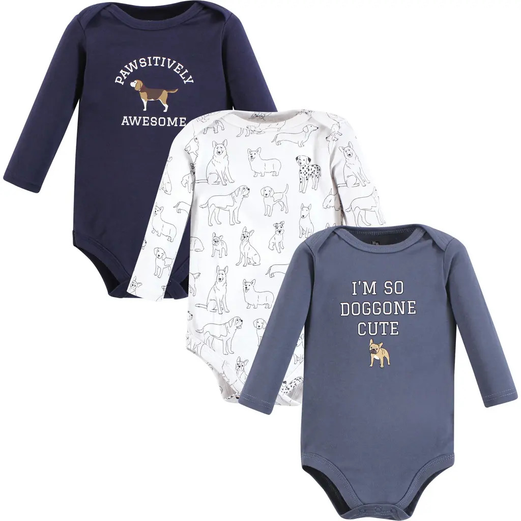 Hudson Baby Cotton Long-Sleeve Bodysuit Three-Piece Set in Boy Dogs at Nordstrom, Size 12-18M | Nordstrom