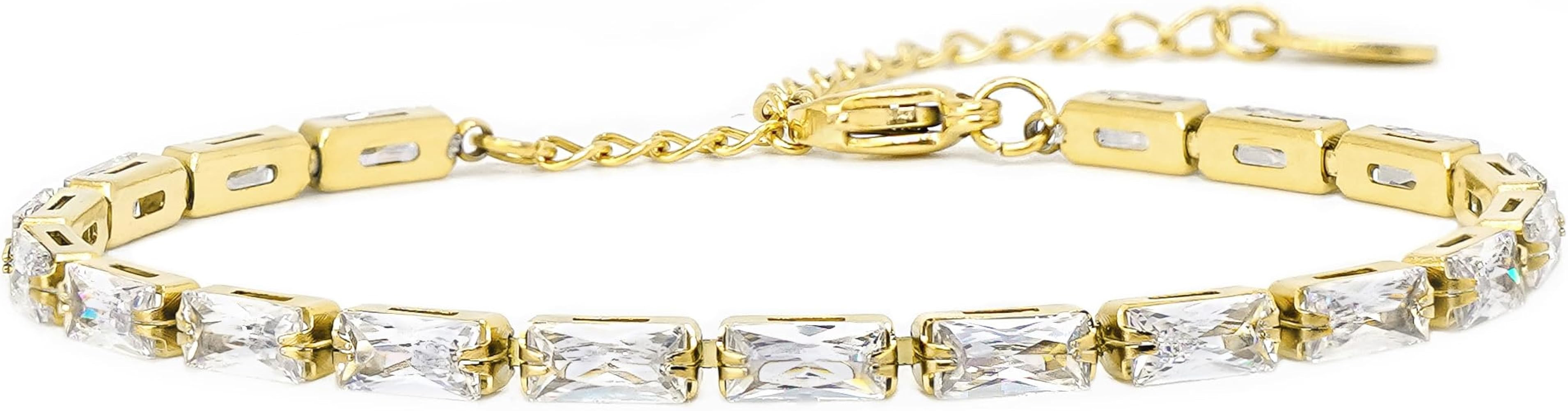 Gold Bracelets for women, Bracelet for Women, Gold Jewelry for women, Gold Bracelet, Tennis Brace... | Amazon (US)