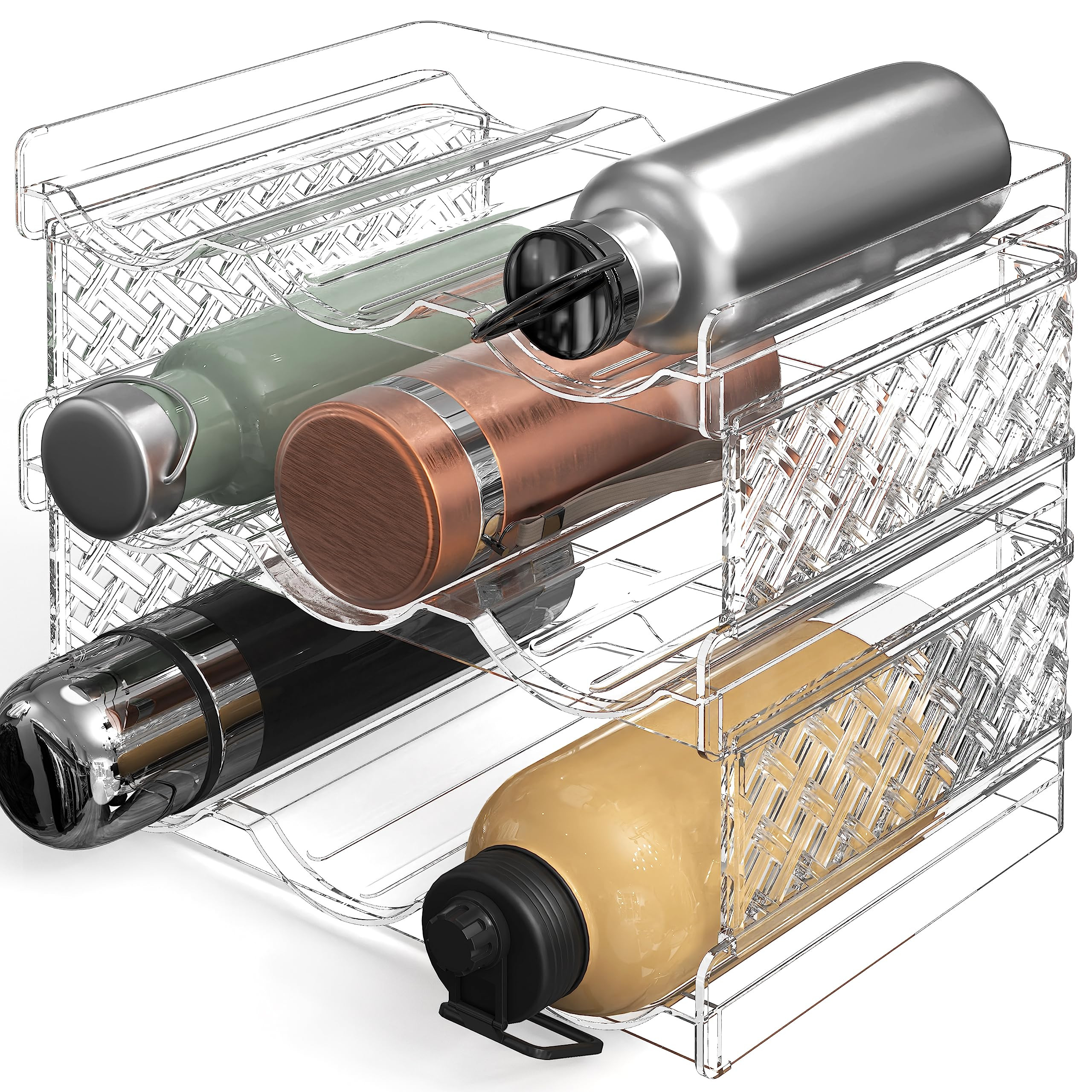 Simple Houseware 3-Tier Stackable Water Bottle Storage Organizer, Clear - Space Saving Bottle Hol... | Amazon (US)