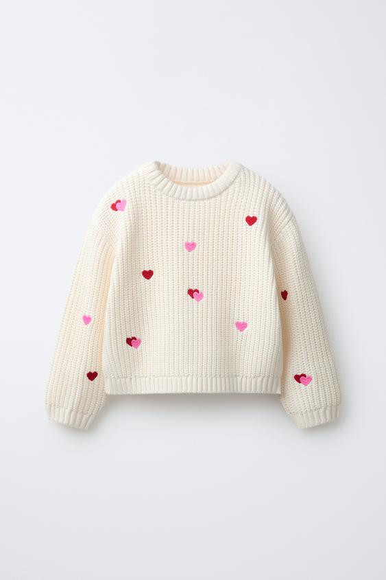 EMBROIDERED HEART KNIT JUMPER | Zara US