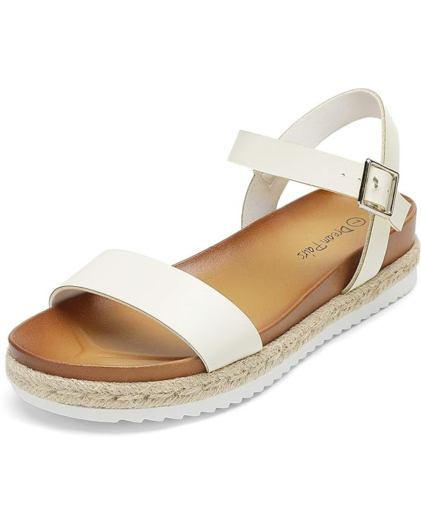 DREAM PAIRS Women’s Open Toe Ankle Strap Espadrille Casual Flatform Platform Wedge Sandals | Amazon (US)