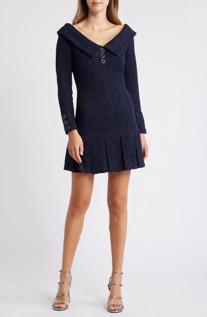 Edith Sparkle Knit Long Sleeve Minidress | Nordstrom