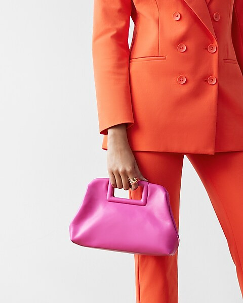 Faux Leather Square Handle Clutch | Express