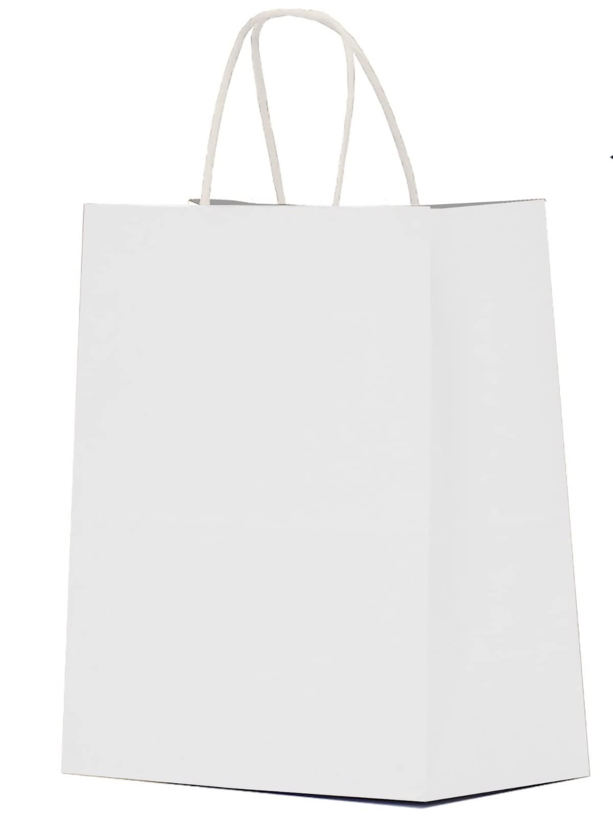 Qutuus White Gift Bags with Handles 25 pcs 8x4.5x10 White Paper Gift Bags, Medium Gift Bags, Whit... | Amazon (US)