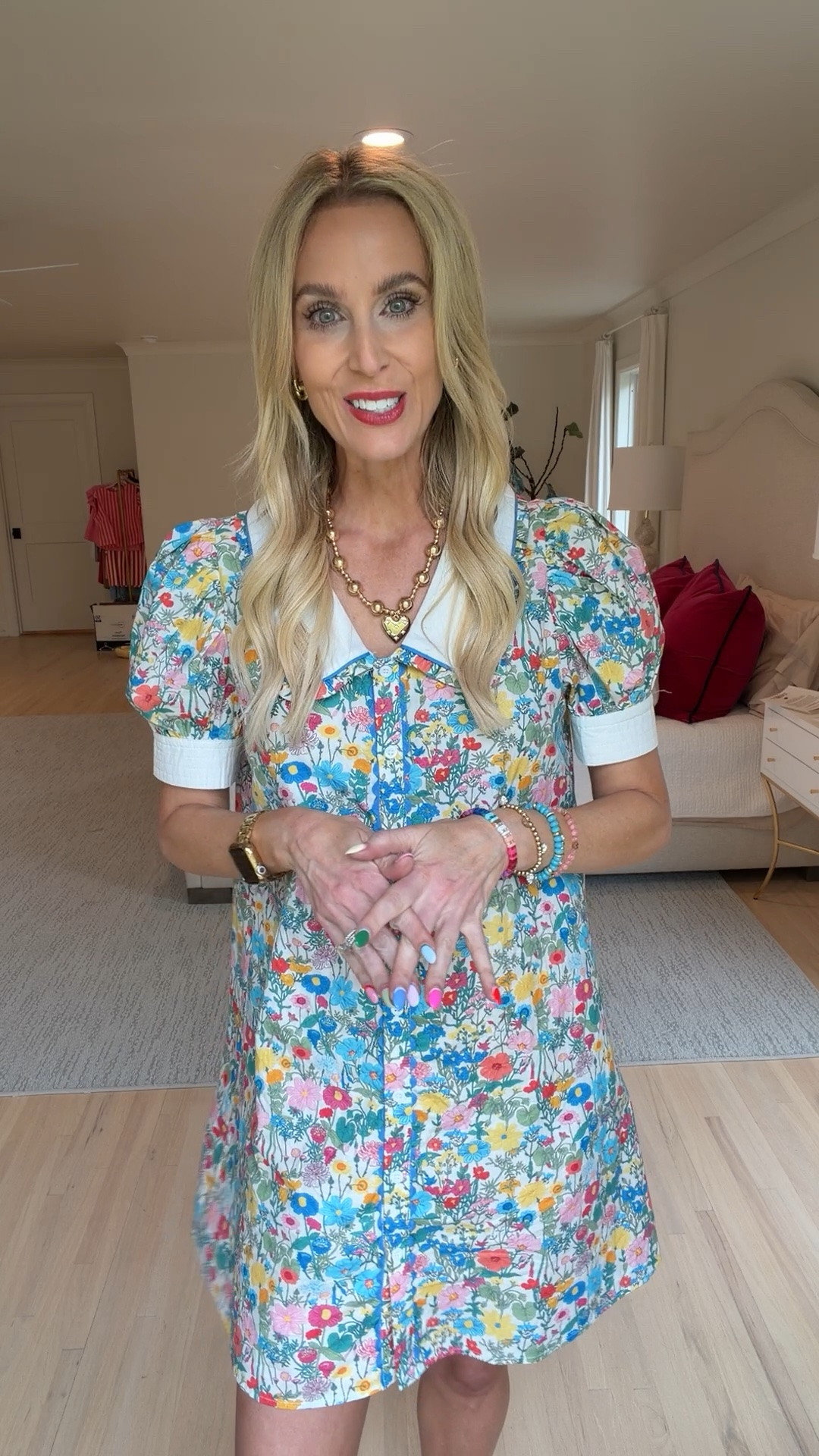 The most gorgeous short floral dress with Peter Pan collar! @Avara use my code AMYANN15