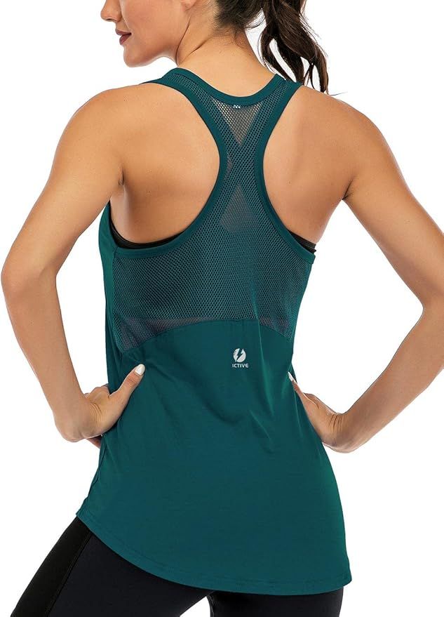 ICTIVE Workout Tank Tops for Women Sleeveless Yoga Tops for Women Mesh Racerback Tank Tops Muscle... | Amazon (US)