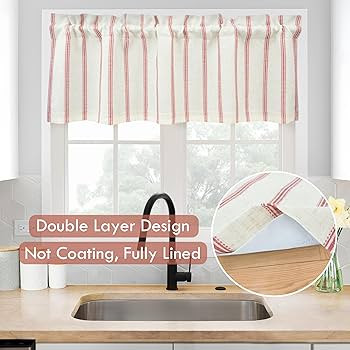 DriftAway Farmhouse Linen Lined Valance Double Layer Thermal Insulated Room Darkening Blackout Wi... | Amazon (CA)
