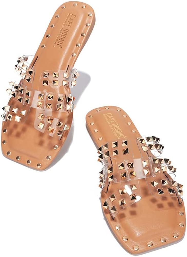 Cape Robbin Amisha Sandals Slides for Women, Studded Womens Mules Slip On Shoes | Amazon (US)