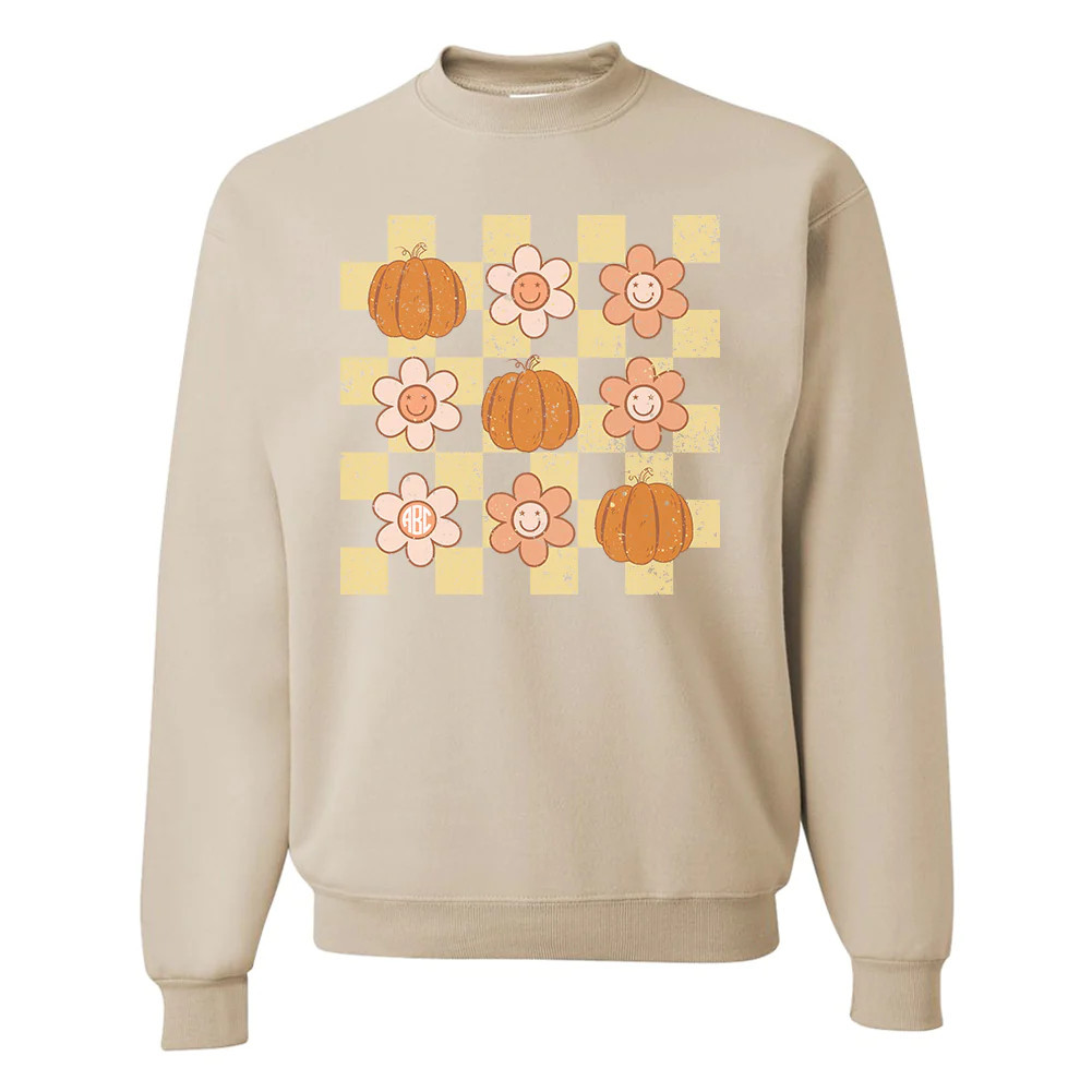 Monogrammed 'Daisy 'Pumpkin' Crewneck Sweatshirt | United Monograms