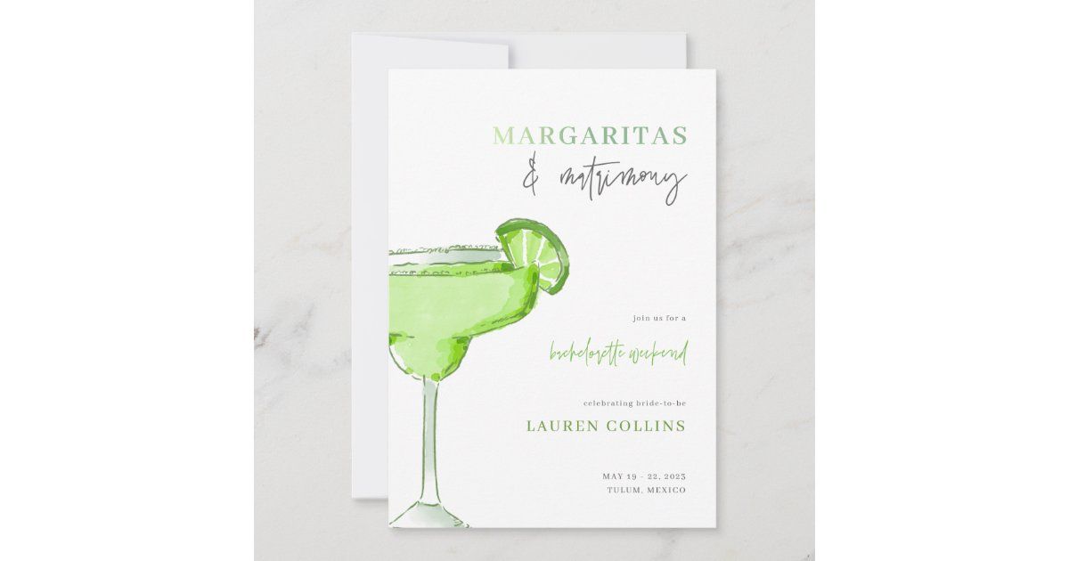 Margarita Margs and Matrimony Bachelorette Invite | Zazzle | Zazzle