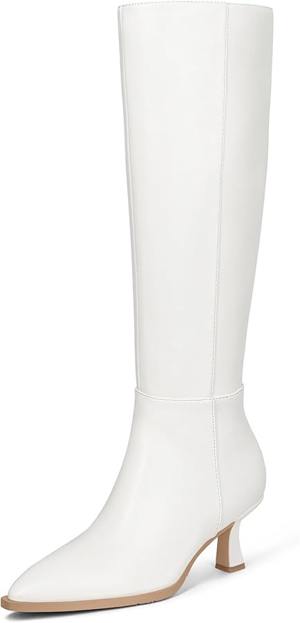 MUCCCUTE Knee High Boots Women - Boots for Women Square Toe Chunky Heels Tall Boots Pull-On PU Lo... | Amazon (US)